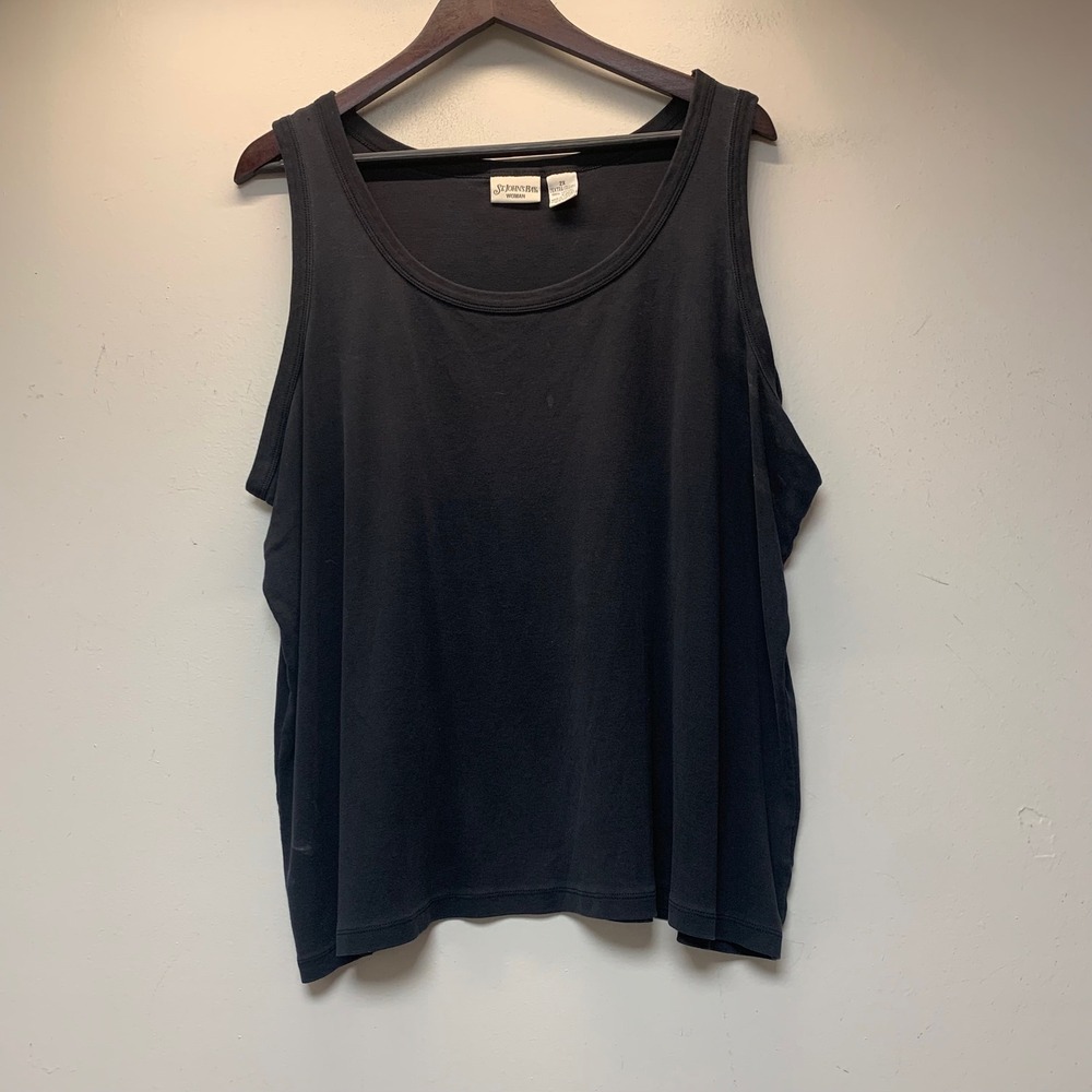 St. John's Bay Tank Top Women 2X Black Excellent Cotton Scoop Neck 15501